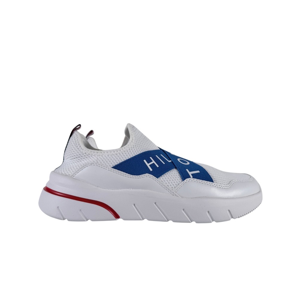 Tommy Hilfiger Women's‎ Fina Sneaker White Blue Red 9.5M Slip On Stretch Straps